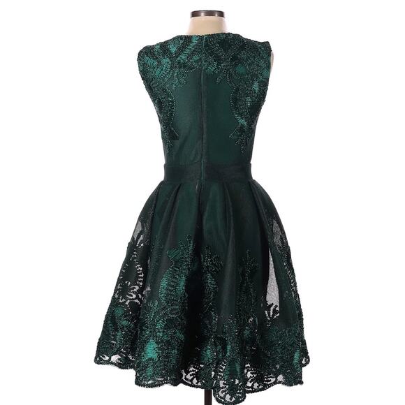 Maje Green Reason embroidered honeycomb midi dress - Picture 4 of 8